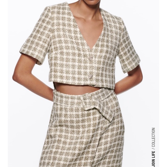 ZARA CUT OUT PLAID DRESS - Picture 7 of 15